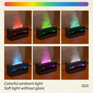 Aroma Essential Oil Fireplace Diffuser Colorful Flame Diffuser Bonfire Fireplace Humidifier with Remote Control for Home Office